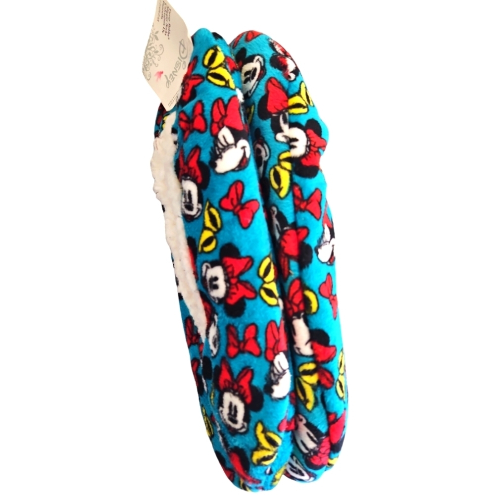 Disney minnie mouse fuzzy babba womens slipper socks size M L  7.5 to 9 new tags - Picture 2 of 5